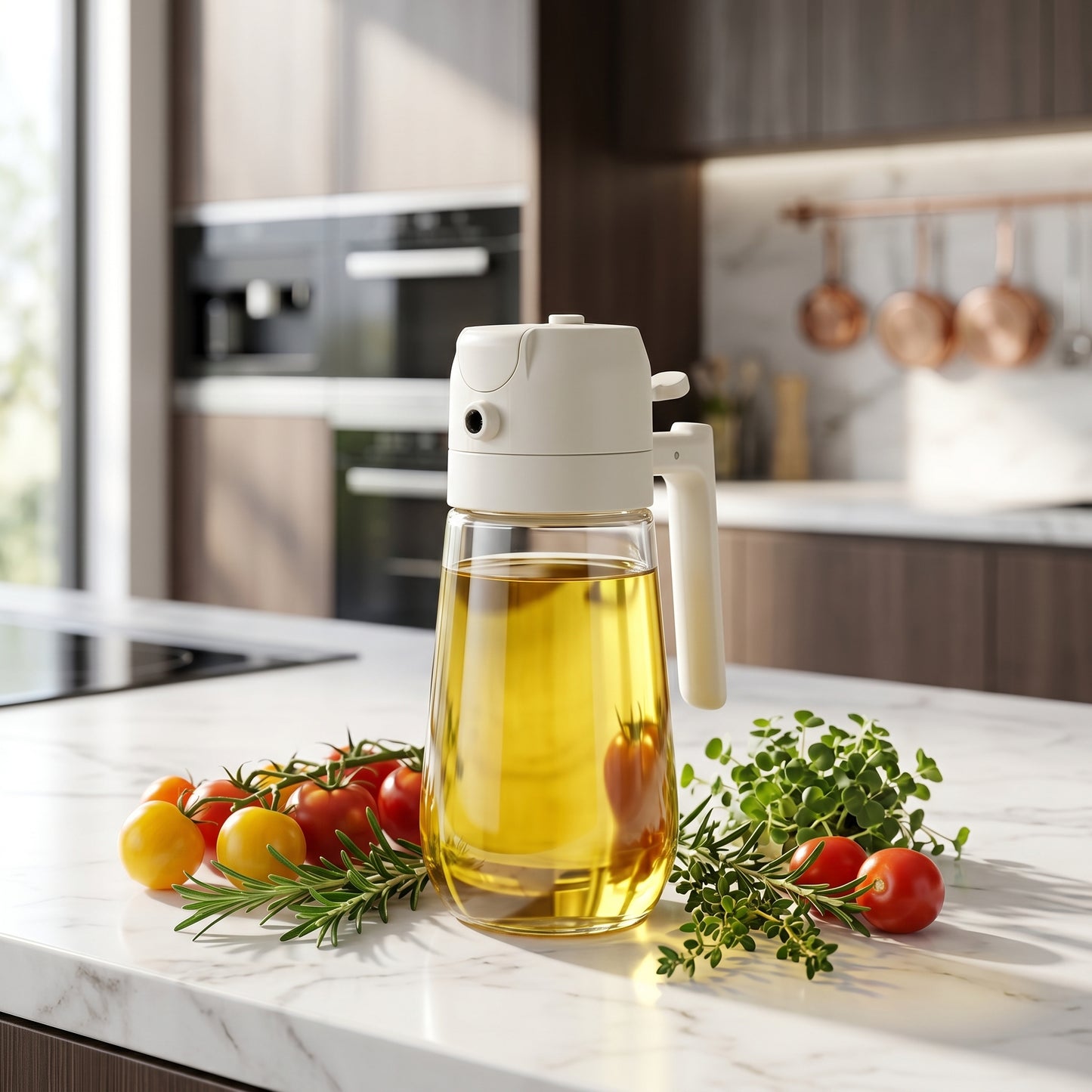2-in-1 Premium Glass Oil Sprayer & Pourer Bottle -500ML