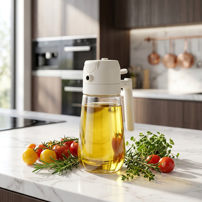 2-in-1 Premium Glass Oil Sprayer & Pourer Bottle -500ML
