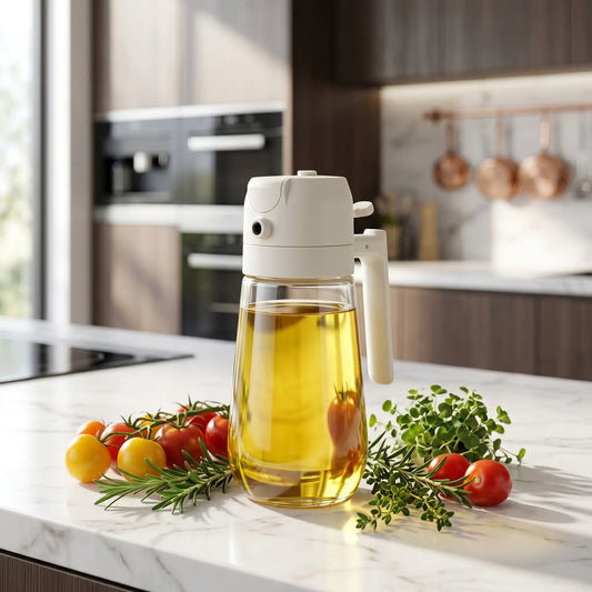 2-in-1 Premium Glass Oil Sprayer & Pourer Bottle -500ML