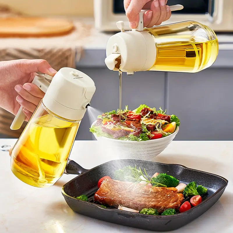 2-in-1 Premium Glass Oil Sprayer & Pourer Bottle -500ML