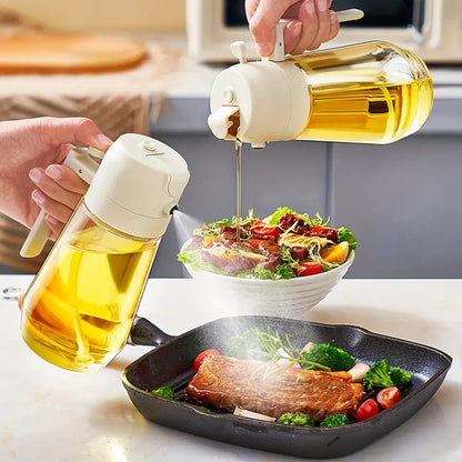 2-in-1 Premium Glass Oil Sprayer & Pourer Bottle -500ML