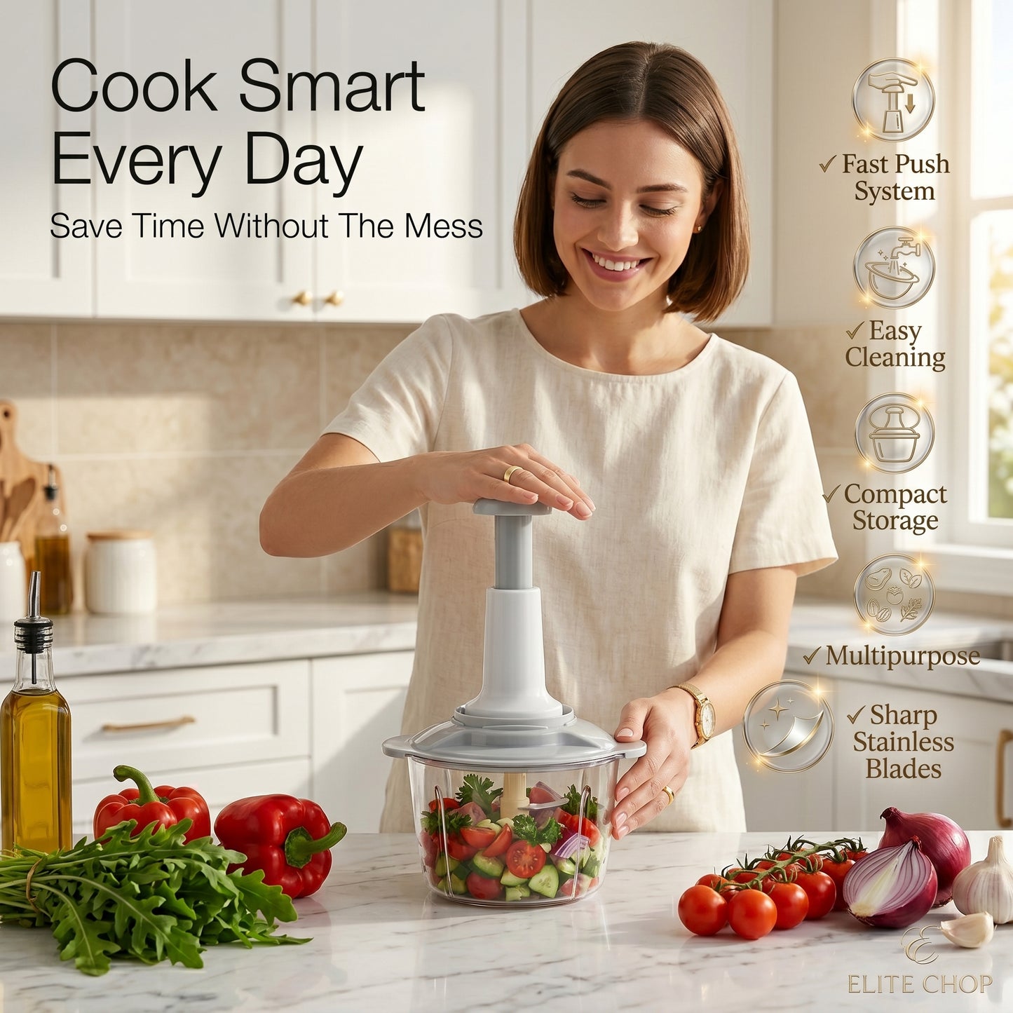 Food Chopper Hand-Press 1.5 Liter