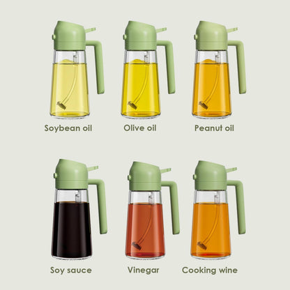 2-in-1 Premium Glass Oil Sprayer & Pourer Bottle -500ML